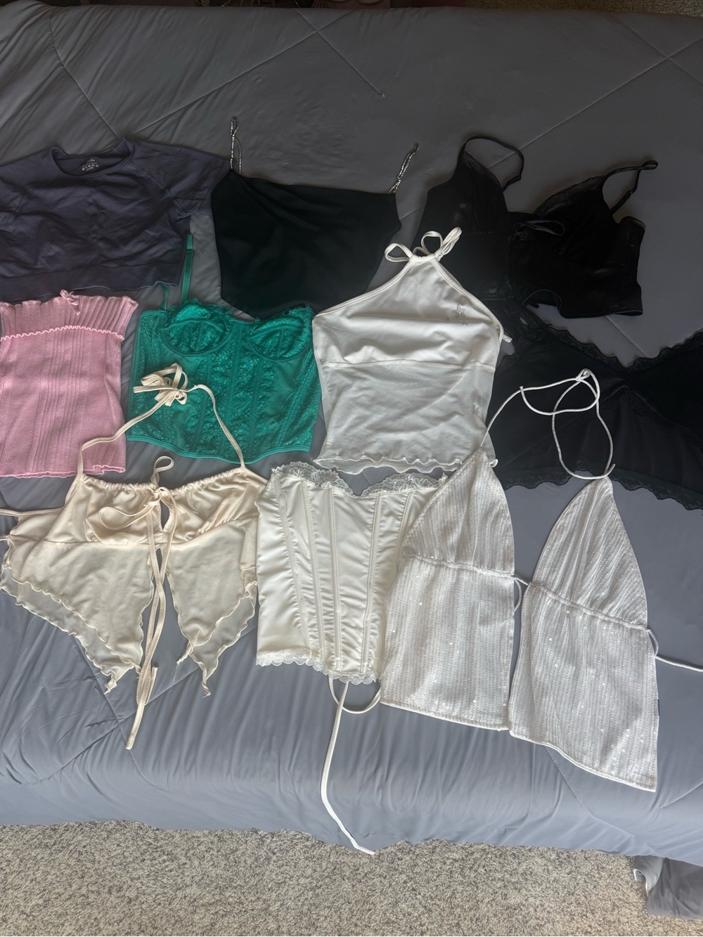 SHEIN Mixed Halter & Corset Crop Top Bundle of 10 White, Black, Teal, Pink